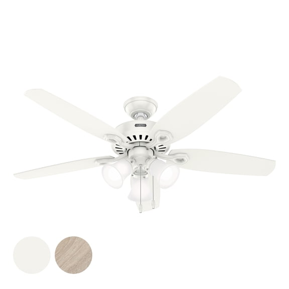 Restored Hunter Fan 52 Inch White Indoor Ceiling Fan with LED Light Kit and Pull Chain for Living room, Bedroom, Basement, Kitchen, office (Refurbished)