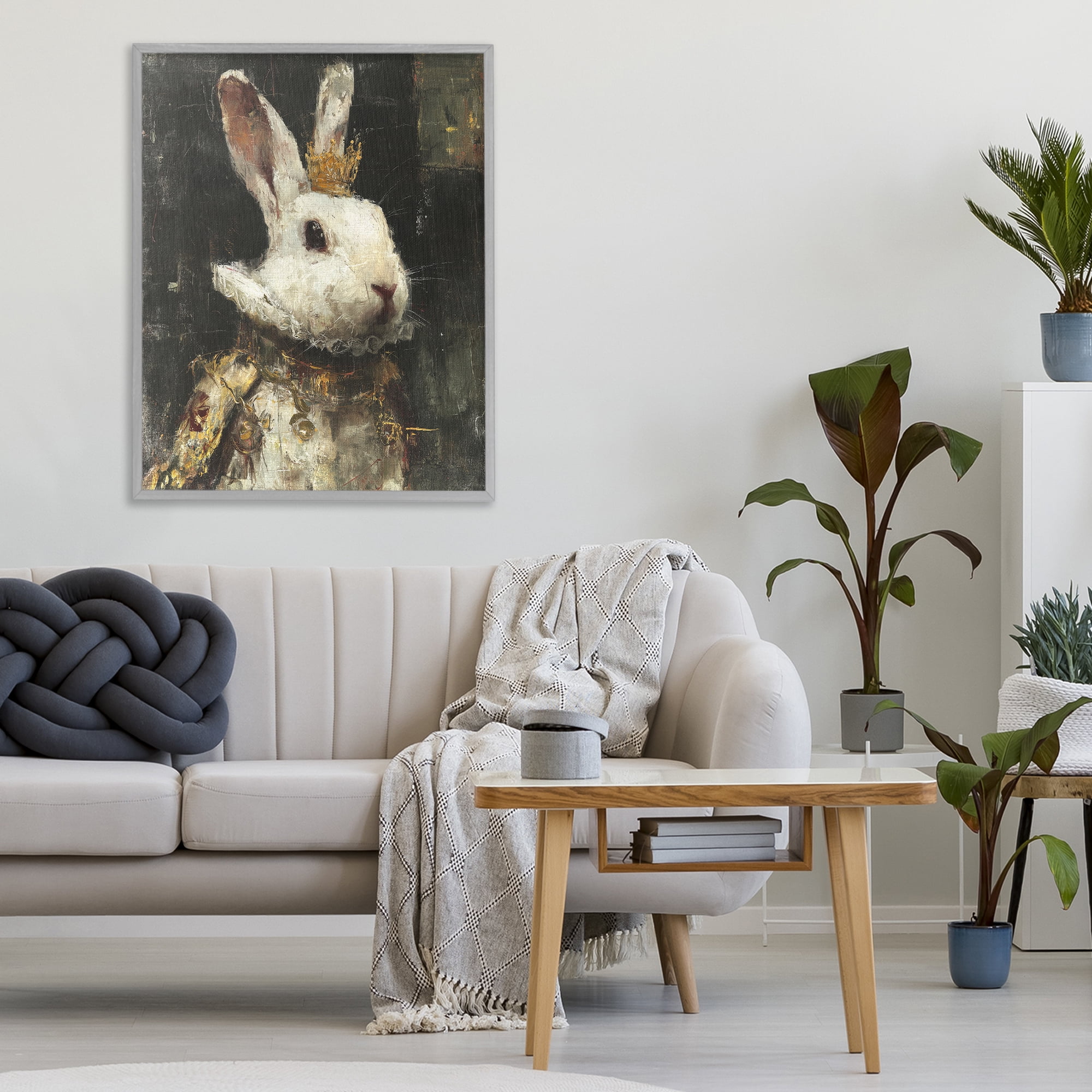 Stupell Industries Regal Hare Portrait Gray Framed Giclee Art, design by Svetlana Aleynikova