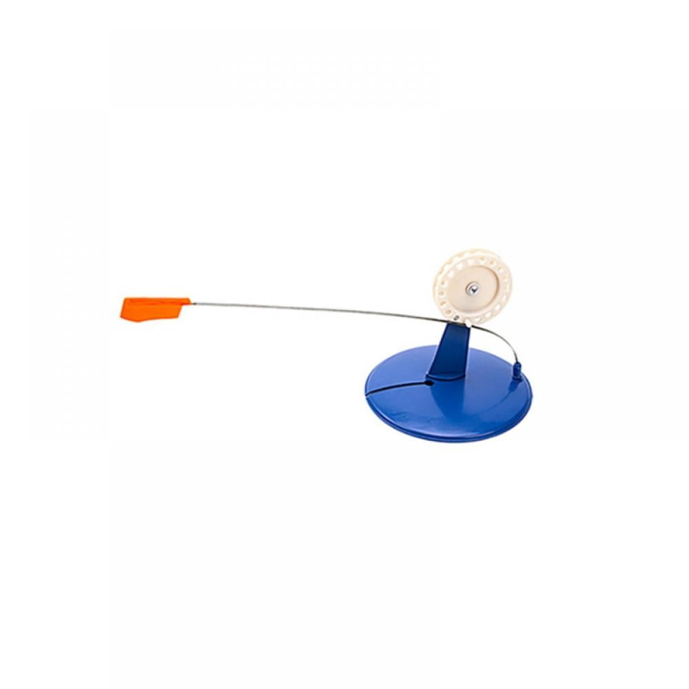 Outdoor Ice Fishing Rod Tip-Up Compact Metal Pole Orange Flag Angler Fish Tackle 
