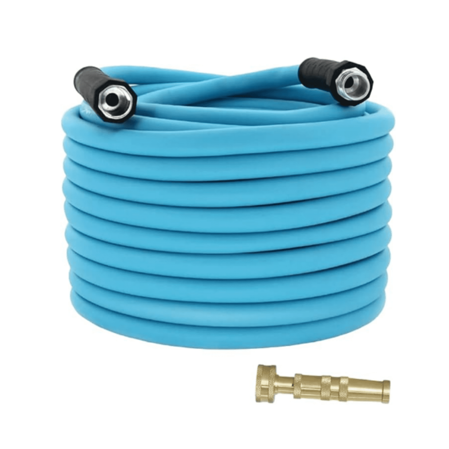 100FT RV Water Hose,5/8” Drinking Water Hose Lead-free, 3/4" Solid Aluminum Fittings-No Leak,Garden hose Extender/Hose Reel Connector with Adjustable Twist Hose Nozzle For RV/Trailer/Camping/Truck