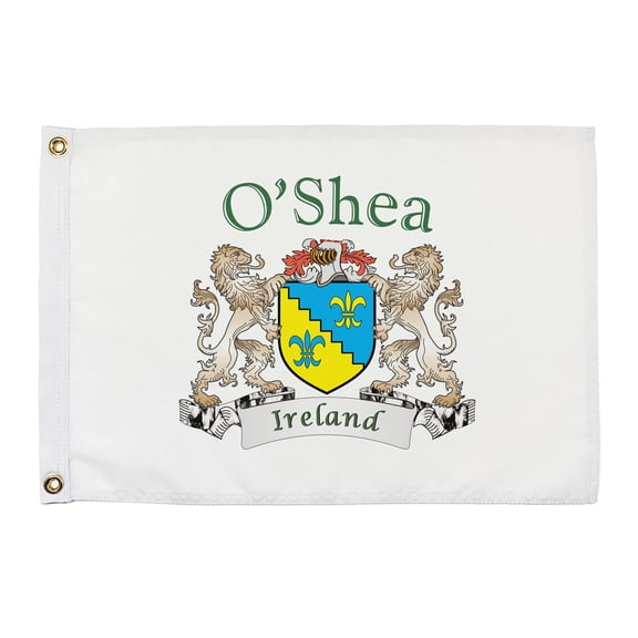 O'Shea Irish Coat of Arms Small White Flag - 16"x10.5" inches