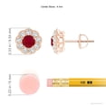 thumbnail image 2 of ANGARA Natural Vintage Style Round Ruby Halo Stud Earrings in 14K Rose Gold for Women (Size-4mm) | July Birthstone, Birthday, Anniversary, Jewelry Gift for Women | Natural Ruby Earrings, 2 of 7