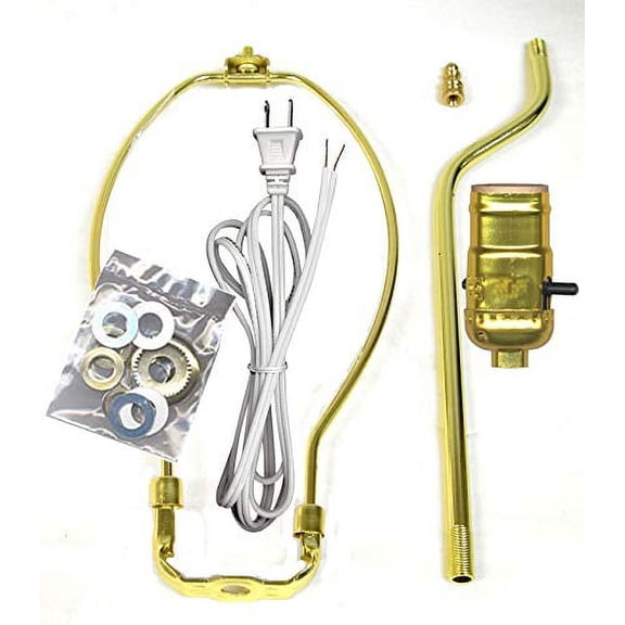 National Artcraft® Lamp Kit Comes Complete with 12" Lamp Pipe with 2" Offset, Edison Socket, Cord, Shade Harp and Hardware
