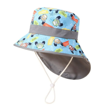 

Qufokar Toddler Baby Winter Pompom Hat Baby Beach Hats Kids Adjustable Chin Strap Sun Protection Hats Summer Spring Wide Brim Neck Flap Hat Cute Cartoon Outdoor Beach Bucket Cap