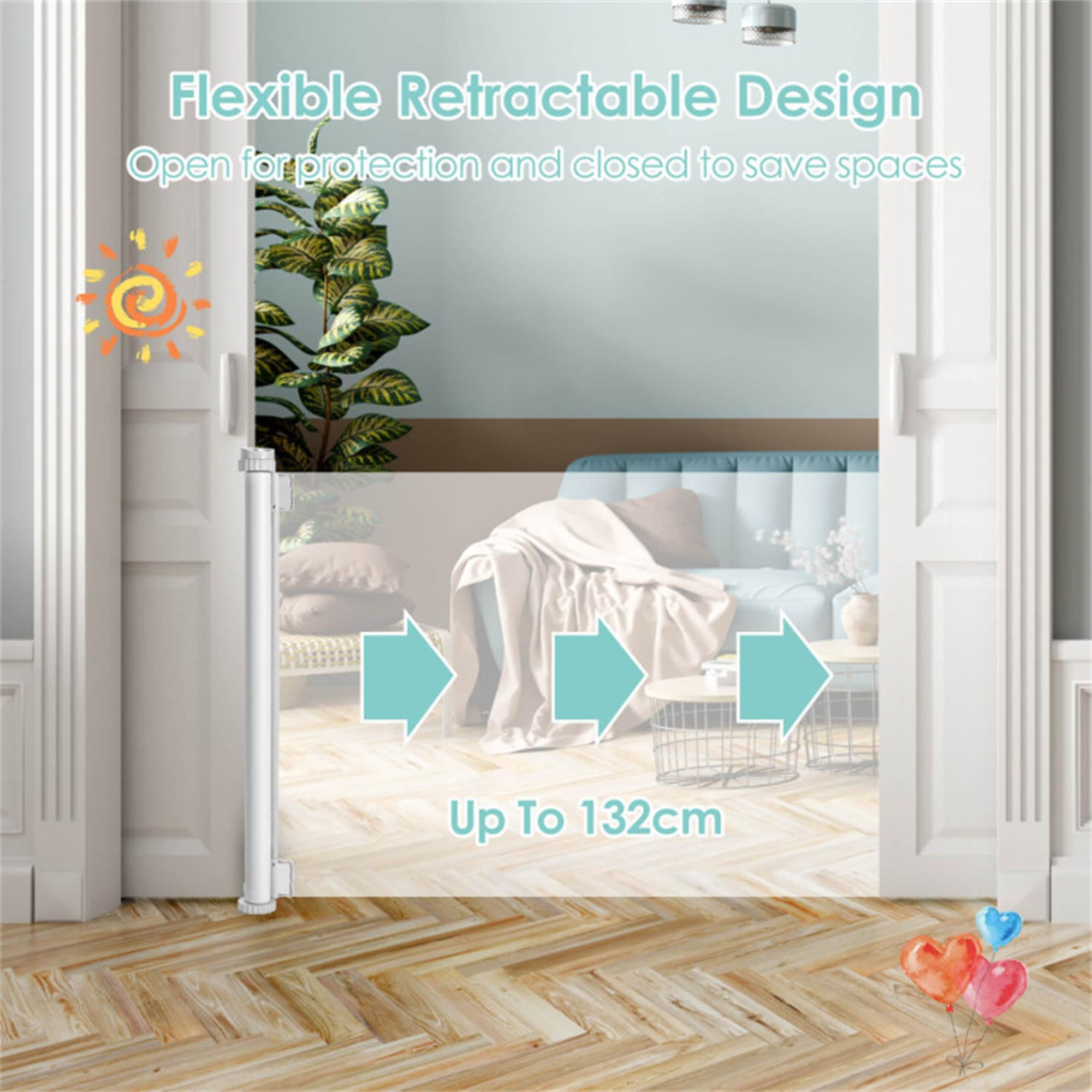 Pefilos Extends up to 55" Wide Mesh Dog Gate for The House, Retractable Baby Gates for Stairs, 34" Tall Child Gates for Doorways, Pet Door Indoor, White Pefilos Extends up to 55" Wide Mesh Dog Gate for The House, Retractable Baby Gates for Stairs, 34" Tall Child Gates for Doorways, Pet Door Indoor, White