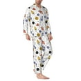 thumbnail image 2 of Naloa Rocket Planets Men’s Pajamas Set - Long Sleeve Button Down Sleep Shirt and Pajama Bottoms Sleepwear Set-Large, 2 of 7