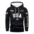 thumbnail image 2 of Men's Loose Fit Print Hooded Sweatshirt, USA UNITED STATES Flag Graphic Oversized Casual Fleece Pullover,Black,L, 2 of 4