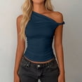 thumbnail image 5 of FengLS Womens One-Shoulder Tops 2026 Fashion Fitted Crop Tops Twisted Knot Sleeveless Tank Tops for Party & Streetwear, 5 of 6