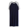 thumbnail image 2 of Elvqul Crew Neck Nightgown for Men Big & Tall Nightshirt Pullover Short Sleeve Solid Summer Mens Nightwear Side Split, 2 of 8