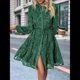 thumbnail image 4 of Vestidos de Otoño 2025 de Larga para Mujer, Minivestido Informal de Corte A con Botones y Cinturón, para Otoño e Invierno. Verde Oscuro S, 4 of 10
