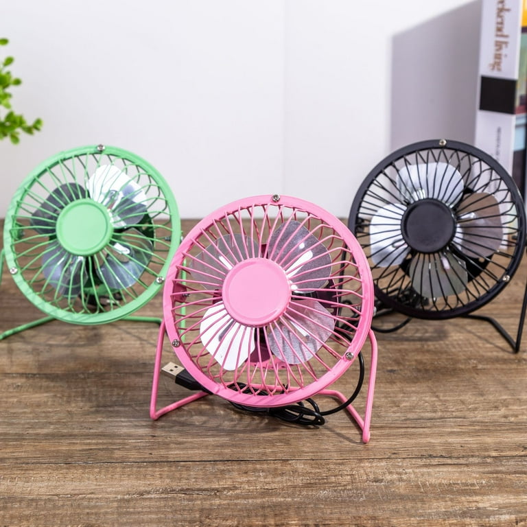 Mini USB Desk Fan - 360° Rotation, Brushless Motor, Near Silent, Metal Black, 4 Inch (Set Of 1)