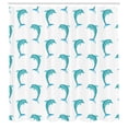 thumbnail image 3 of Ambesonne Aqua Shower Curtain, Jumping Dolphin Mammals, 69"Wx75"L, Aqua White, 3 of 5