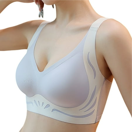 oqasdz Women Bras Wireless Bralette Seamless Smooth Comfort Wirefree Tank Top Gathering Yoga Sports Bra