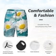 thumbnail image 3 of Yiaed Daisy Flowers Print Mens Swim Trunks Bathing Suit Compression Liner Beach Swim Shorts Swimwear Quick Dry Zipper Pocket No-Chafing Board Short-Medium, 3 of 6