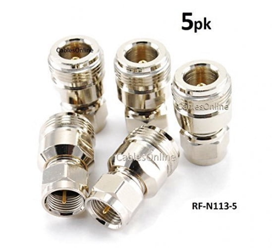 2-PACK N-Connector Female Jack to F-Type Male Plug Antenna RF Adapter CablesOnline RF-N113-2