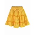 thumbnail image 2 of Womens High Waist Floral Print A Line Short Skirt with Ruffled Hem Elegant Summer Skirt Yellow Dots XXL, 2 of 9