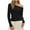 Black, variant on Sevevn Women's Fashion Casual Round Neck Solid Color Off The Shoulder Top Long Sleeve Shirts Gray XXL Holiday Gift Finder