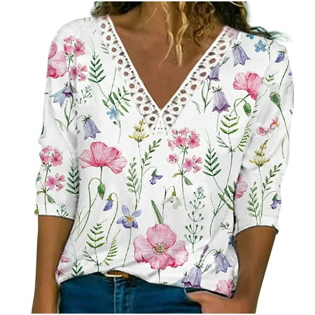 

Womens Blouses And Tops Dressy Corset Tops for Women Trendy Womens Floral Print Tee Shirts Short Sleeve Top Round Collar Backless Tee Blusas Para Mujer