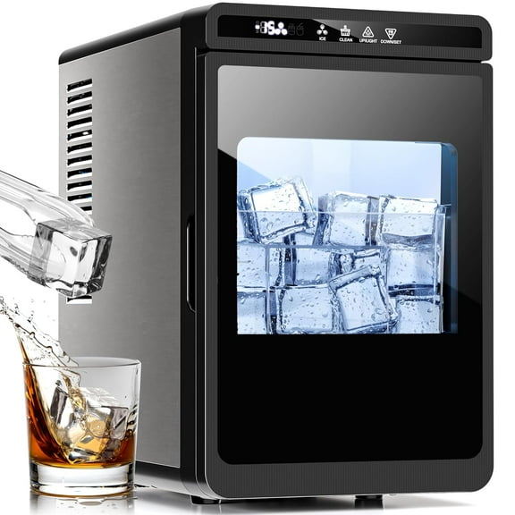 Electactic Clear Ice Cube Makers,3 Cubes in 20 Mins,26Lbs/24H,Portable Ice Makers Countertop with Large Cubic Ice, Self-Cleaning, 24H Timer for Cocktails, Whiskey & Bourbon(Black)