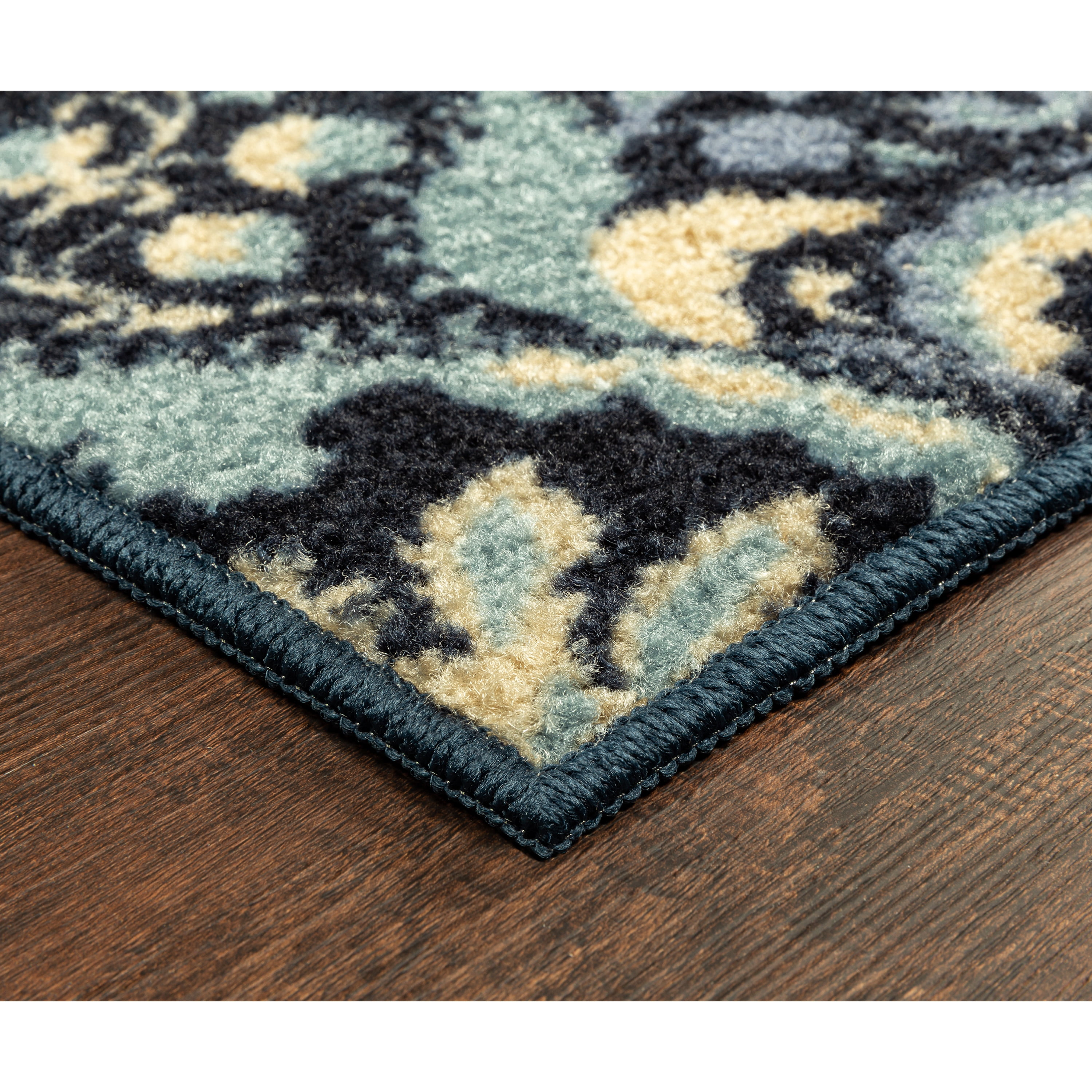 Maples Rugs Vivian Transitional Medallion Persian Blue Non Slip Indoor Area Rug, 5' x 7'