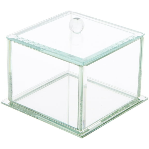 Bard's Clear Beveled Glass Display Box for Jewelry or Keepsakes, 5" W x 5" D x 4.75" H