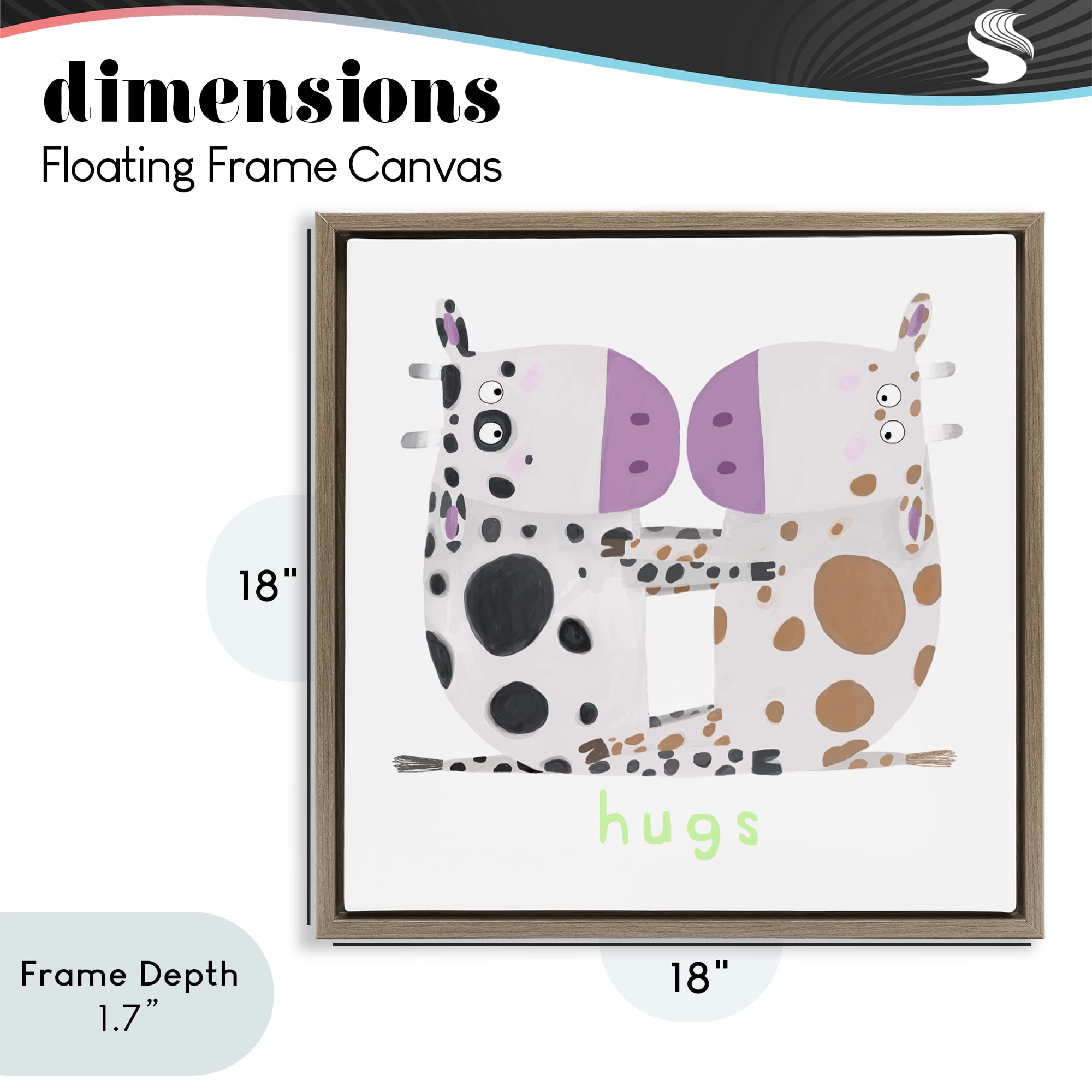 Stupell Industries Cow Hugs Symmetry Brown Framed Floater Canvas Wall Art, design by Carla Daly