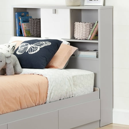 South Shore Cookie Twin Bookcase Headboard, Soft Gray and Pure White