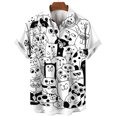 thumbnail image 3 of Camisa con estampado de gato de dibujos animados en 3D para hombre, cómoda, de verano, de manga corta, informal, holgada, de secado rápido, hawaiana, 3 of 5