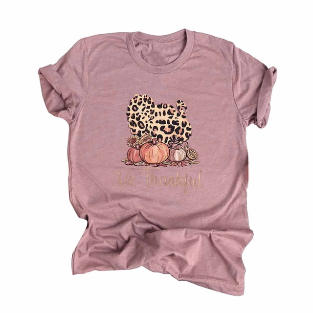 Blusa Informal Con Estampado de Acción de Gracias Para Mujer, Camiseta de Manga Corta Odeerbi ODB151387
