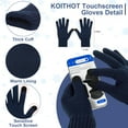thumbnail image 5 of KOITHOT 3 Pcs Winter Beanie Hat with Brim and Ear Flaps Knitted Line Neck Warmer Touchscreen Gloves Set for Men Navy Blue, 5 of 6
