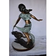 thumbnail image 3 of Young Girl Running with Her Dog Bronze Statue - Size: 16"L x 36"W x 39"H., 3 of 10