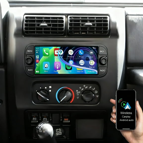 Gsuatey Car Radio for Jeep Wrangler Liberty 2003-2006 with Wireless CarPlay/Android Auto, IPS Touchscreen Car Stereo with Bluetooth WiFi GPS FM 1080P Backup Camera