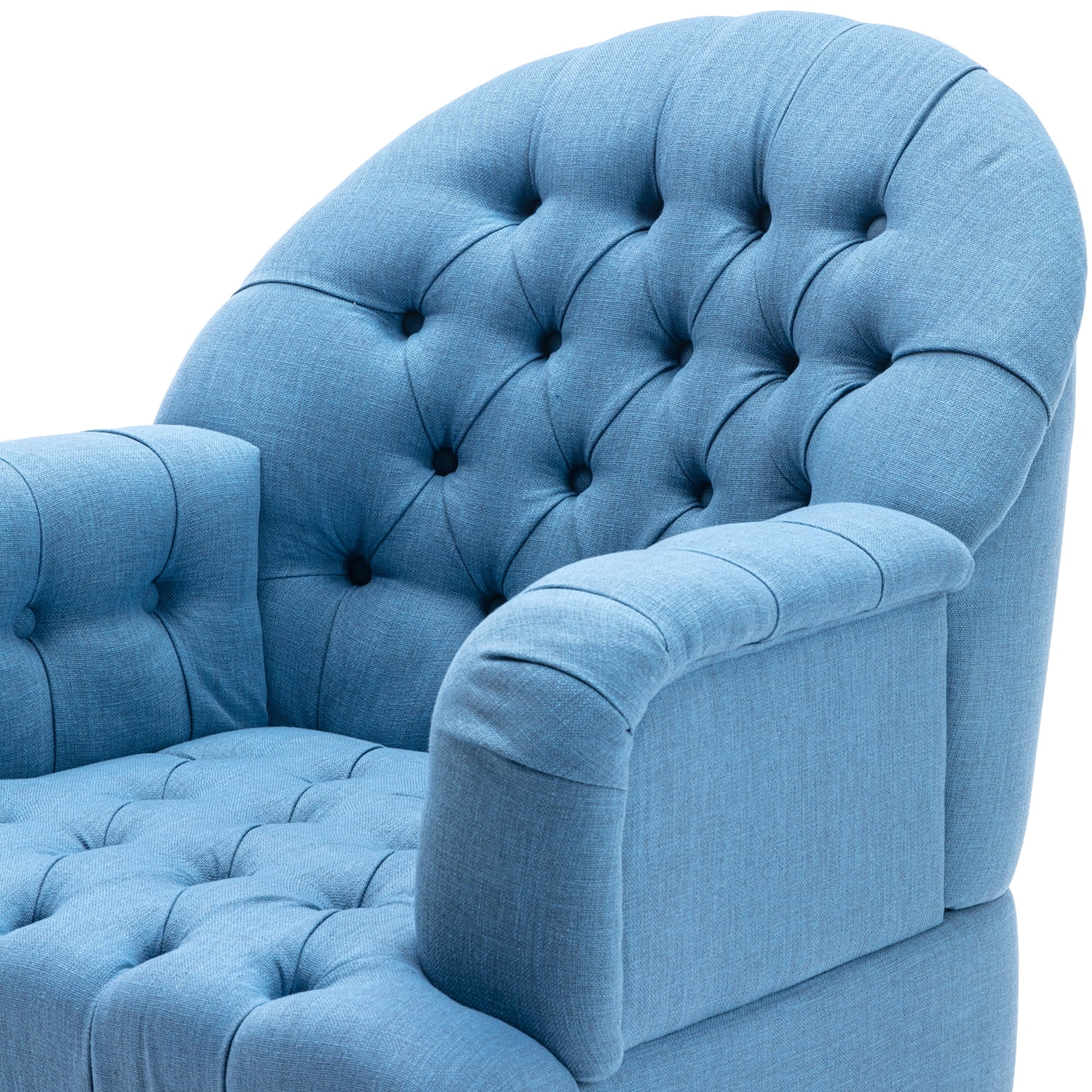 Kepooman Single Sofa Chairs, Modern Armchair with Linen Fabric and Ottoman, Button-Tufted Upholstered Chair Set, Blue Kepooman Single Sofa Chairs, Modern Armchair with Linen Fabric and Ottoman, Button-Tufted Upholstered Chair Set, Blue