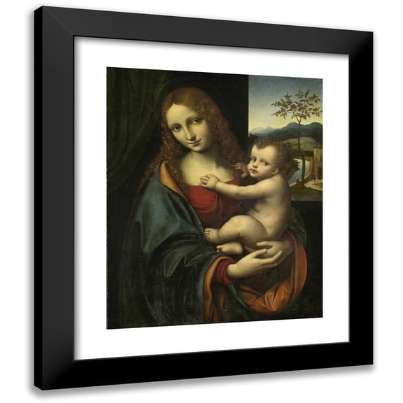 Giampietrino (Giovanni Pietro Rizzoli) 12x14 Black Modern Framed Museum Art Print Titled - Madonna and Child (1510 - 1525)