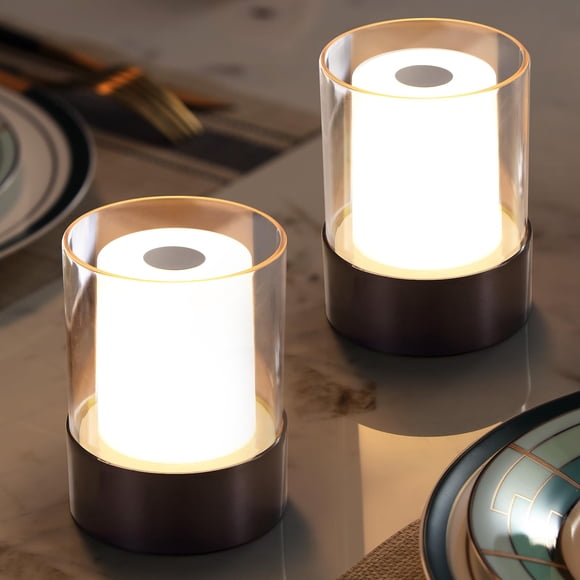 Lámpara de mesa LED NEWSEE mini inalámbrica e impermeable de 4" - paquete de 2