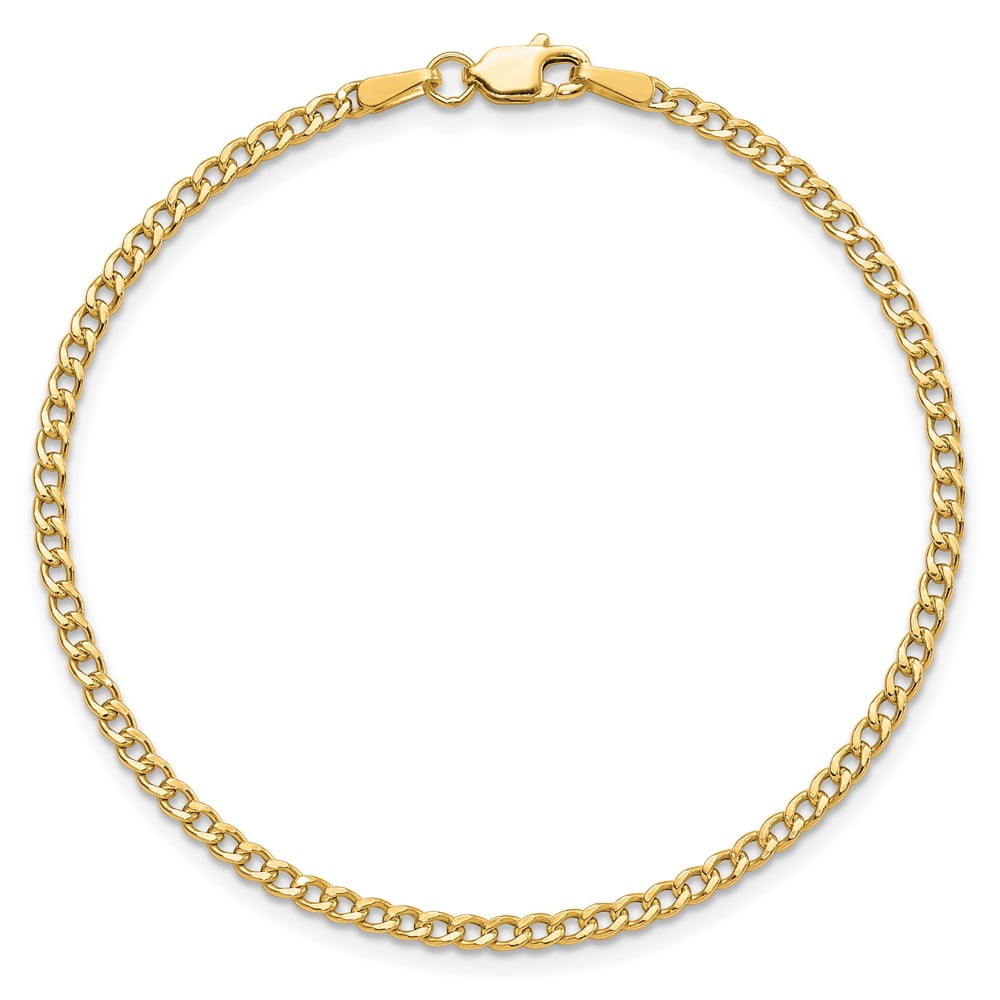 Primal Gold 10 Karat Yellow Gold 2.5mm Semi-Solid Curb Link Chain Anklet