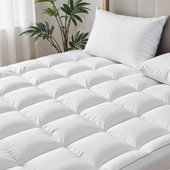 Skylinewears Mattress Topper Extra Thick Pad Cover Quilted Plush Pillow Top Quilt Fitted Protector With Deep Elastic Pocket And Soft Bed Toppers White Full