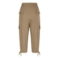 thumbnail image 6 of Women's Cotton Cargo Capris – High Waist Stretch Travel Pants with 6 Pockets, Lightweight Loose Fit Summer Trousers 2025, 6 of 7