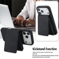 thumbnail image 4 of Leather For iPhone 17 Pro Case With  2-in-1 Pop-up Card Holder, Wallet Case For Women Men With RFID Blocking, Durable Leather Kickstand Magnetic Clasp Shockproof Phone Case,Black,For iPhone 17 Pro, 4 of 8