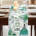 thumbnail image 3 of Table Runners 72 Inches Long Dress Scarves, Happy Birthday Farmhouse Kitchen/Dining Table Runner, Coffee Tablerunners, Green Dress Crown Carriage Flowers Butterfly 13x72 Inch, 3 of 9