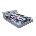 thumbnail image 2 of Ambesonne Animal Fitted Sheet & Pillow Sham Set, Lion and Hipster Glasses, Full, Blue Black Red, 2 of 2
