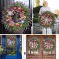 thumbnail image 6 of Door Wreaths, 50 cm Spring Summer All-Year Wreath, Artificial Flowers, Large Green Leaf Wreaths, Door Wreath for Front Door, Outdoor, Window, Wall, Garden, Wedding, Festival, Party, Home Decoration, 6 of 7