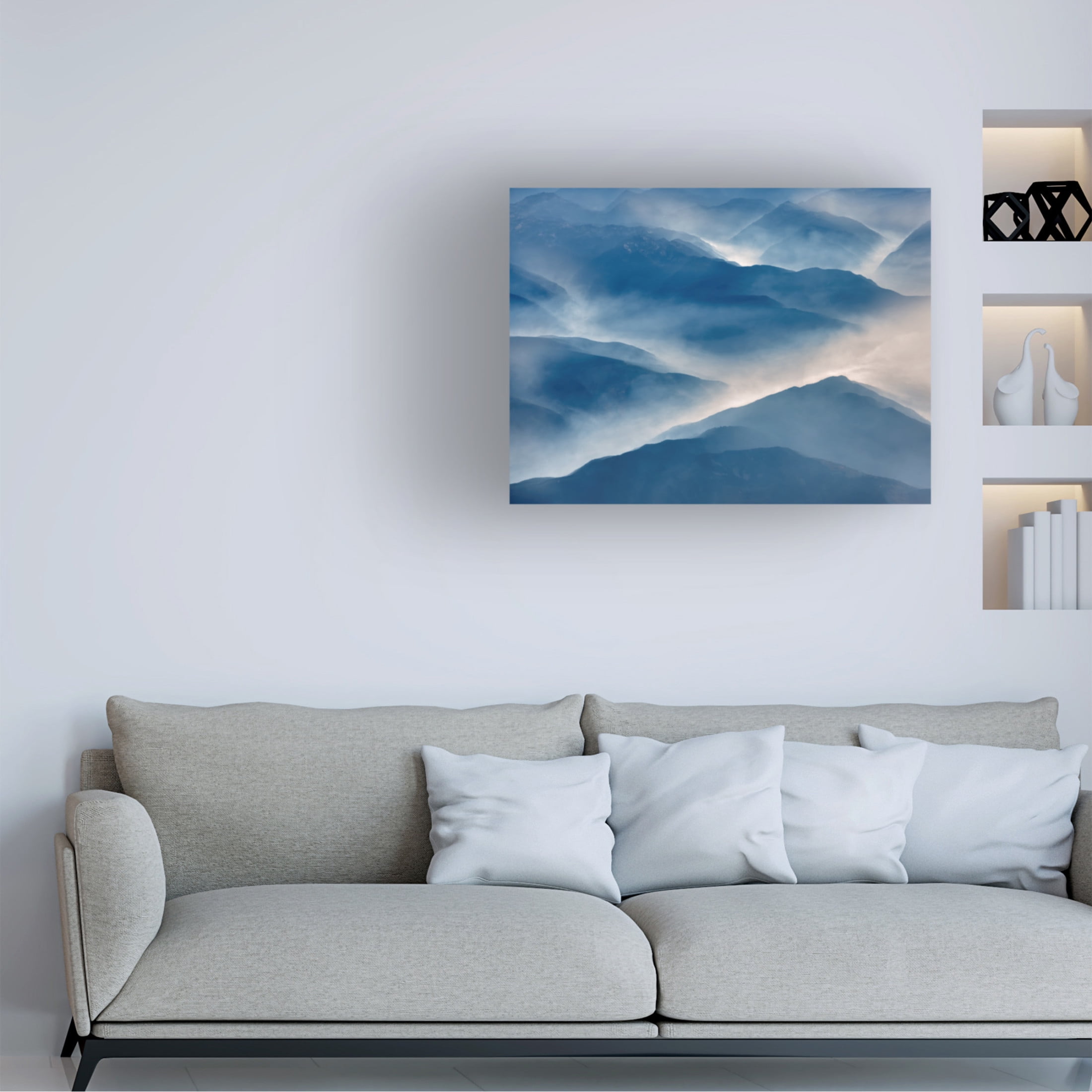 Canvas Wall Art - Dennis Frates 'Cascade Mountains From The Air 2' Wall Art for Living Room, Bedroom, or Office Décor by Trademark Fine Art - 32 x 24 Inches