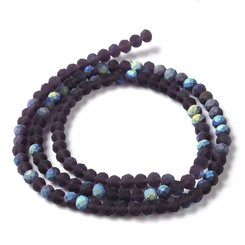 20Strand Transparent Glass Beads Strands Faceted Frosted Half AB Color Plated Rondelle Indigo 8x6mm Hole: 1mm about 64~65pcs/strand 40~41cm