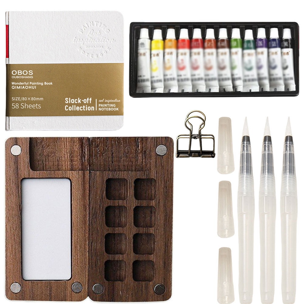 Ditregsr Travel Paint Palette Portable Watercolor Set Wooden Grid Paint Box (8 Grid)