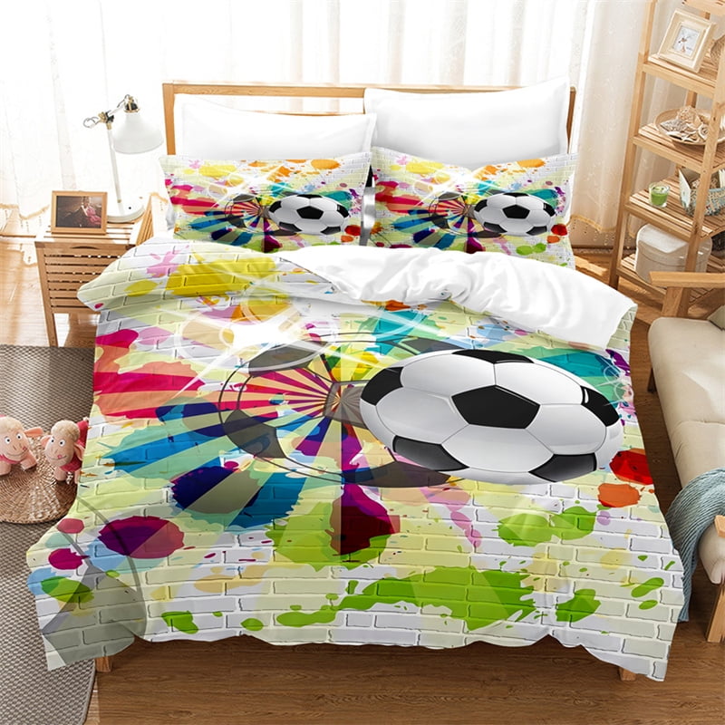Juego de ropa de cama de futbol pintado para ninos funda de edredon de moda para habitacion ropa de cama deportiva de competicion hermosa juego de funda de edredon Queen Walmart