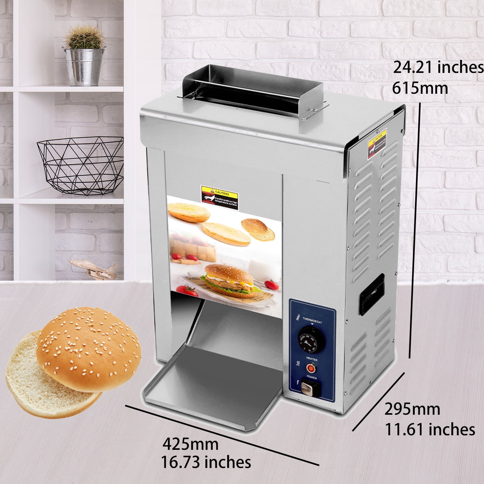 Kolice Commercial Automatic Chain Type Bun Toaster, Burger Machine, Toast/Bun/Bread Baking Heating Machine, Temperature Adjustable, Thickness Adjustable