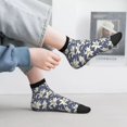 thumbnail image 5 of Goofa Lilies Flowers Pattern Non Slip Socks with Grips for Elderly, Crew Socks Yoga Hospital Socks Cushioned Sole Gripper Socks for Men Women, 5 of 5