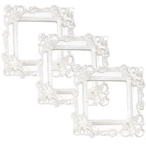 DESIGNICE 3Pcs Vintage Picture Frames,Resin Craft Picture Frames,Embossed Detail Photo Frame,3.15"X3.15",White