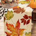 thumbnail image 5 of Fall Maple Leaves Table Runner, Thanksgiving Watercolor Plant Yellow Leafs Home Kitchen Decor, Autumn Harvest Seasonal Colorful Botanical Farmhouse Burlap Dining Decoration Party Supply 13 x 48, 5 of 6